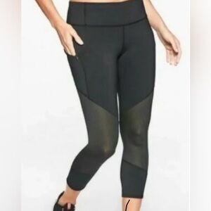 ATHLETA Contender Mesh 7/8 Leggings Tight Women Small Black Zip Pocket 2019